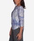 ფოტო #4 პროდუქტის Petite Worth Avenue Medallion Patchwork Beaded Crew Neck Top