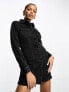 ASOS DESIGN denim fitted shirt dress in black