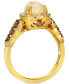 Neopolitan Opal (1 ct. t.w.) & Diamond (3/4 ct. t.w.) Pear Halo Ring in 14k Gold