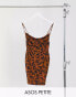 Фото #1 товара ASOS DESIGN Petite cami cowl neck mini dress in animal print