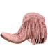 Junk Gypsy Spitfire Fringe Snip Toe Cowboy Booties Womens Pink Casual Boots JG00