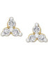 ფოტო #3 პროდუქტის Diamond Three-Stone Stud Earrings (1/10 ct. t.w.) in 14k Gold, Created for Macy's