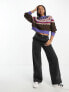 Фото #5 товара Urban Revivo fairisle cropped jumper in brown multi