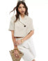 ASOS DESIGN cropped asymmetric blazer with short sleeves in beige Бежевый, S - EU 36-38 - фото #1