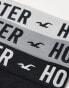 Фото #4 товара Hollister 3 pack trunks contrast logo waistband in greys/black