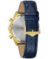 ფოტო #3 პროდუქტის Men's Chronograph Diamond-Accent Blue Leather Strap Watch 43mm Gift Set