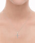 ფოტო #2 პროდუქტის Diamond Round & Baguette Openwork Cross 18" Pendant Necklace (1/4 ct. t.w.) in 14k White Gold
