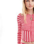 Neon Rose spliced stripe long sleeve top co-ord in red and pink