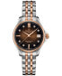 ფოტო #1 პროდუქტის Women's Swiss Automatic DS Action Diamond Accent Two-Tone Stainless Steel Bracelet Watch 35mm