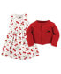 ფოტო #2 პროდუქტის Infant Girl Cotton Dress and Cardigan 2pc Set, Cherries