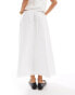 Фото #5 товара ASOS DESIGN cotton drawstring waist maxi skirt with broderie trim in white co ord