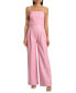 ფოტო #4 პროდუქტის Women's Faux-Leather Corset Wide-Leg Jumpsuit