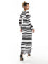 ASOS DESIGN printed mesh maxi dress in mono stripe