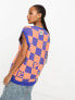 AAPE BY A BATHING APE® – Kariertes Strick-Trägertop in Blau/Orange mit Oversize-Schnitt