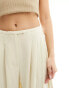 ASOS DESIGN pleated palazzo wide leg trouser with linen in cream