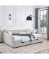 Фото #6 товара Queen Size Daybed With Drawers Upholstered Tufted Sofa Bed,,With Button On Back And Copper Nail On Waved Shape Arms, Beige (84.5"X63.5"X26.5")