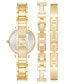 ფოტო #3 პროდუქტის Women's Gold-Tone Alloy Bangle with White Enamel and Crystal Accents Fashion Watch 33mm Set 3 Pieces