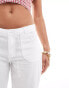 Фото #4 товара Bershka low rise tie waist pocket detail linen trousers in white