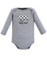 Baby Boys Cotton Long-Sleeve Bodysuits, Baby Bear Gray Black 3-Pack