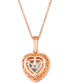 Фото #3 товара Le Vian sea Blue Aquamarine (1-1/10 ct. t.w.) & Diamond (5/8 ct. t.w.) Heart Halo Pendant Necklace in 14k Rose Gold, 18" + 2" extender