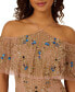 ფოტო #4 პროდუქტის Women's Beaded Mesh Cold-Shoulder Gown