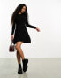 Фото #4 товара Only Petite mini knitted skater dress in black