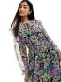 Фото #7 товара Mango floral print gathered neck dress in light purple