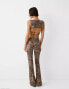 Bershka flared trousers in leopard print