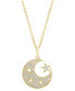 ფოტო #3 პროდუქტის EFFY® Diamond Moon & Stars 18" Pendant Necklace (1/3 ct. t.w.) in 14k Yellow Gold