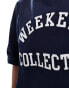 Фото #4 товара ASOS DESIGN Weekend Collective oversized t-shirt with varsity logo in navy