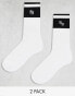 Фото #1 товара ASOS DESIGN 2 pack sport stripe sock with LA and NY artwork in white