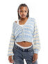 Фото #1 товара ASOS DESIGN knitted cable cardigan in blue and cream stripe