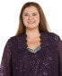 ფოტო #5 პროდუქტის Plus Size Embellished Jacket, Sleeveless Top and Pants Set