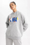 NBA Wordmark Oversize Fit Kapüşonlu Sweatshirt