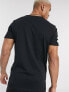 Jack & Jones curved hem t-shirt with striped sleeves in black