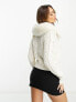 NA-KD x Moa Mattsson knitted cardigan with faux fur in cream