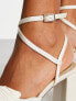 ASOS DESIGN Hitched bow detail mid heeled sandals in ivory