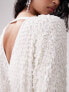 Фото #7 товара ASOS DESIGN batwing embellished drip bead wrap mini dress in white