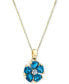ფოტო #1 პროდუქტის Blue Topaz (3 ct. t.w.) & Diamond Accent Flower 18" Pendant Necklace in 14k Gold