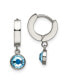 ფოტო #1 პროდუქტის Stainless Steel Polished Blue Crystal Hinged Hoop Earring