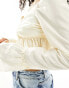 Pimkie sweetheart frill detail cropped blouse with wide cuff in cream