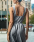 ფოტო #4 პროდუქტის Women's Sleeveless V-Neck Wide Leg Jersey Jumpsuit