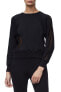 Фото #2 товара Good American 154263 Women's Good Sweats Mesh Inset Sweatshirt Black Sz. 2