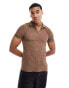 Фото #2 товара ASOS DESIGN muscle fit polo in textured brown