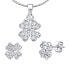Silver four-leaf clover set JJJS2238 (earrings, pendant)