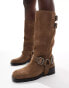 Фото #1 товара Stradivarius leather biker boot in beige