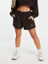 Puma classics cosy club borg shorts in dark chocolate - exclusive to ASOS