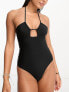 Фото #1 товара & Other Stories cut out halter swimsuit in black