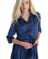 Women's Pleated Tie-Front Long-Sleeve Shirtdress