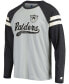 ფოტო #4 პროდუქტის Men's Silver and Black Las Vegas Raiders Throwback League Raglan Long Sleeve Tri-Blend T-shirt